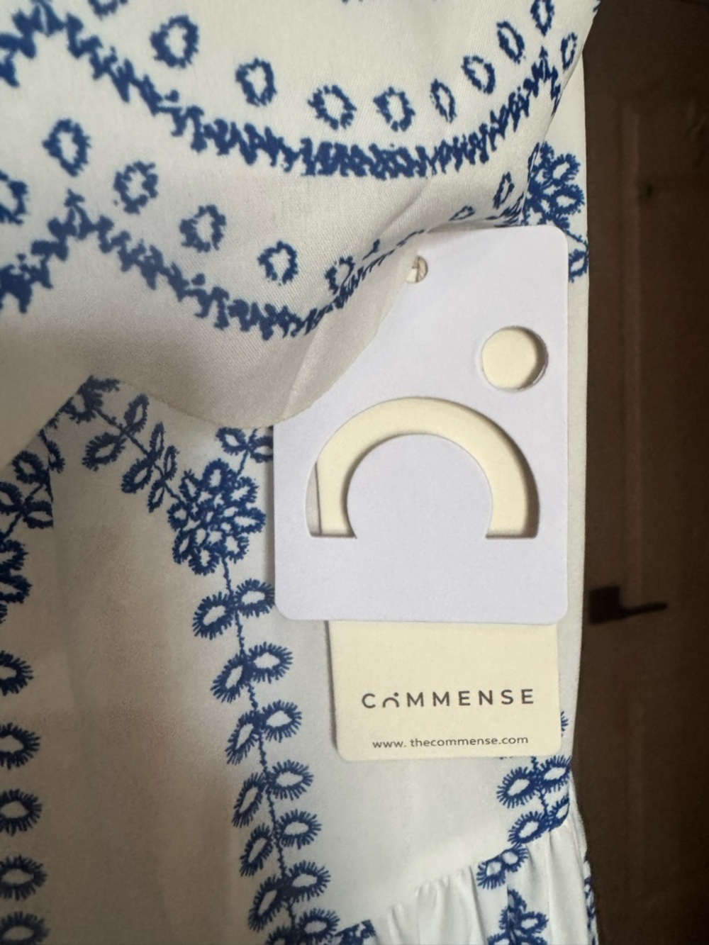 Commense NWT 2 Piece Set Maxi w/lace up top w/padding. White w/Blue floral Small - Picture 7 of 9